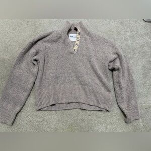 525 America High Neck Sweater with Button Accents